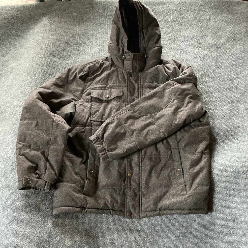 Tommy Hilfiger Charcoal Hooded Puffer Jacket
